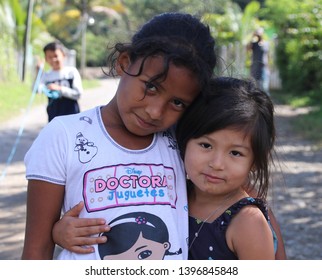 Honduras - March, 2019: Portrait Of Local Kids In A Village In Honduras.