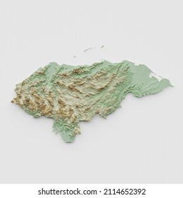 Honduras Topographic Relief Map - 3D Render - Shutterstock ID 2114652392