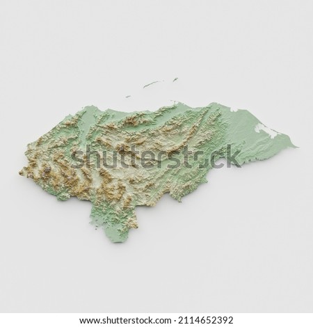 Honduras Topographic Relief Map - 3D Render
