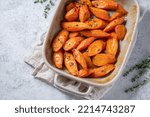 Honey coasted and glazed roasted carrots. Tasty and delicious vegetable side dish.