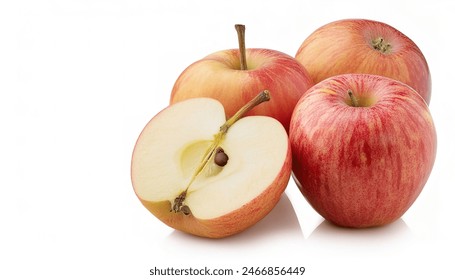 Honey crisp apple - Malus pumila - is an apple cultivar and its sweetness, firmness, and tartness make it an ideal apple for eating raw. isolated on white background - Powered by Shutterstock