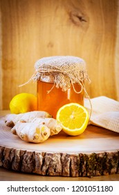 honey, ginger and lemon are natural ingredients for cold tea - Shutterstock ID 1201051180