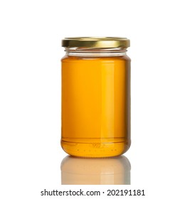 Honey Jar On White Background