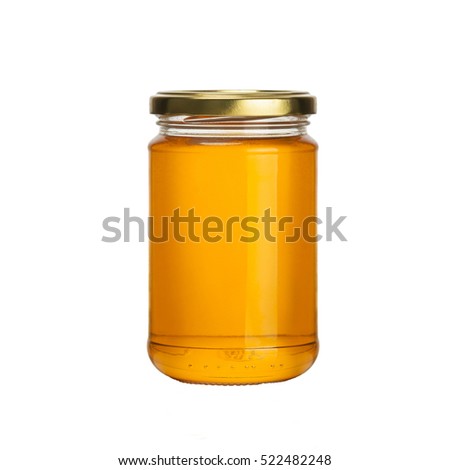 honey jar on white background