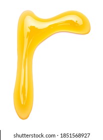 honey made splash letter R isolated on white background