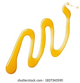 Honey Splash Isolated On White Background, Top View