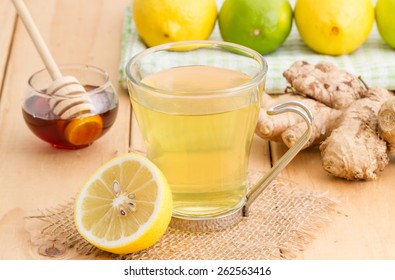 Honey Tea With A Lemon And Ginger 
