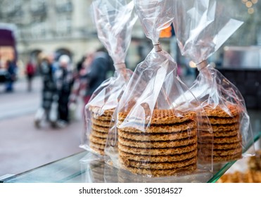 Honey  Waffles At The Christmas Market In Amsterdam/