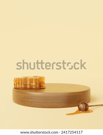 Honeycomb background product podium display 3d stand of natural honey bee pedestal template mockup