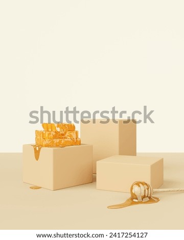 Honeycomb background product podium display 3d stand of natural honey bee pedestal template mockup