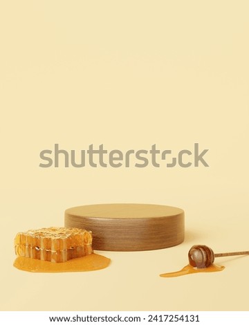 Honeycomb background product podium display 3d stand of natural honey bee pedestal template mockup