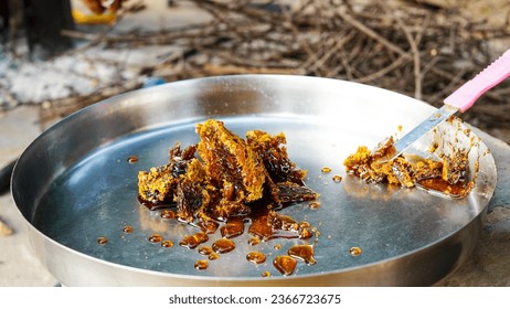Honeycomb and bee or Apis florea on acacia tree and blur  background. Detail of honeycomb structure with wild Apis Mellifera Carnica or Western Honey Bees working on the chambers - Shutterstock ID 2366723675