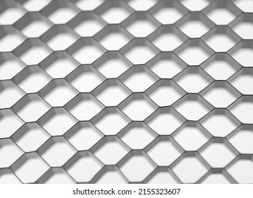 
Honeycomb Mosaic, White Background. Geometric Mesh Cell Structure. Abstract White Background With Hexagon Grid.