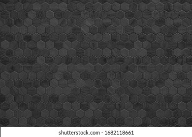 Honeycomb Patterned Wood Panels In Hexagonal Shape, Wood, Blackground, Abstract Black Dark Grey Pattern Background