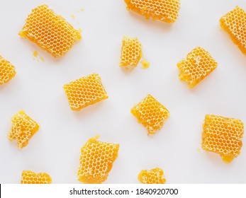 Honeycombs with natural healthy bees wax texture. Top view