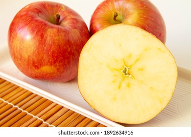 Honeycrisp Apple Close Up On White Background.