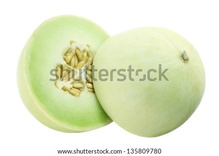 Honeydew Melon on White Background