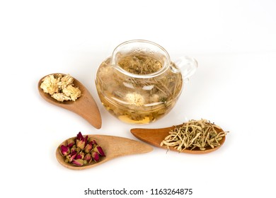 Honeysuckle,Chrysanthemum And Rose,dried Flowers, Used To Drinking Tea For Healthy.