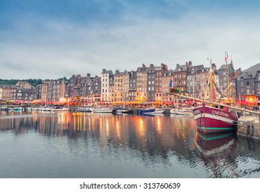 HONFLEUR, FRANCE - JUNE 17, 2014: Architectural Detail Of Ancient City. In The 11th Century It Was One Of The Important Towns Of The Duchy Of Normandy.