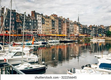 HONFLEUR, FRANCE - JUNE 17, 2014: Architectural Detail Of Ancient City. In The 11th Century It Was One Of The Important Towns Of The Duchy Of Normandy.