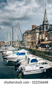 HONFLEUR, FRANCE - JUNE 17, 2014: Architectural Detail Of Ancient City. In The 11th Century It Was One Of The Important Towns Of The Duchy Of Normandy.