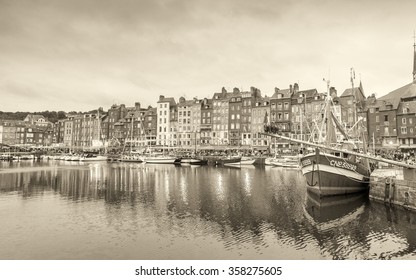 HONFLEUR, FRANCE - JUNE 17, 2014: Architectural Detail Of Ancient City. In The 11th Century It Was One Of The Important Towns Of The Duchy Of Normandy.