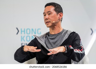 Hong Kong - 03 NOV 2021: Evan Auyang, President Of 
Animoca Brands, Talks On Stage During The Hong Kong FinTech Week 2021 At The Hong Kong Convention And Exhibition Centre, Hong Kong, China