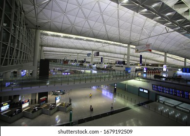 HONG KONG, 12 November 2014: unidentified passengers wait in interior terminal 1 in Hong Kong international airport. it also called Chek Lap Kok Airport, it is the main airport in Hong Kong.