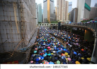 Hong Kong -18 August 2019: Million Of Protesters Go To Causeway Bay To The Rally Which Held By Civil Human Rights Front . Hk People Oppose A Controversial Extradition Bill Which May Include China.