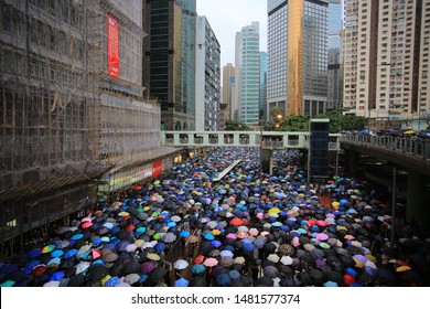 Hong Kong -18 August 2019: Million Of Protesters Go To Causeway Bay To The Rally Which Held By Civil Human Rights Front . Hk People Oppose A Controversial Extradition Bill Which May Include China.