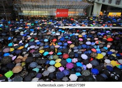 Hong Kong -18 August 2019: Million Of Protesters Go To Causeway Bay To The Rally Which Held By Civil Human Rights Front . Hk People Oppose A Controversial Extradition Bill Which May Include China.