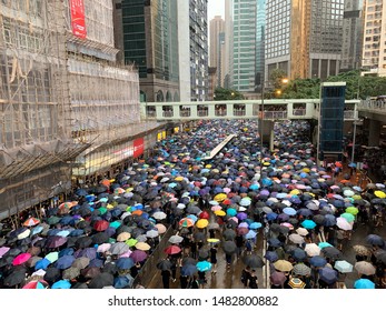 Hong Kong -18 August 2019: Million Of Protesters Go To Causeway Bay To The Rally Which Held By Civil Human Rights Front . Hk People Oppose A Controversial Extradition Bill Which May Include China.