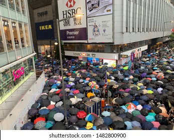 Hong Kong -18 August 2019: Million Of Protesters Go To Causeway Bay To The Rally Which Held By Civil Human Rights Front . Hk People Oppose A Controversial Extradition Bill Which May Include China.