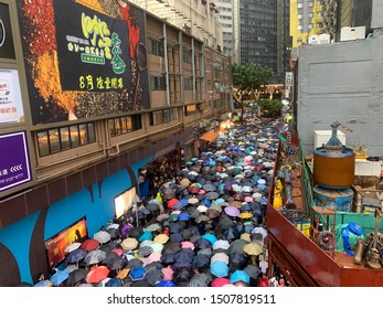 Hong Kong -18 August 2019: Million Of Protesters Go To Causeway Bay To The Rally Which Held By Civil Human Rights Front . Hk People Oppose A Controversial Extradition Bill Which May Include China.