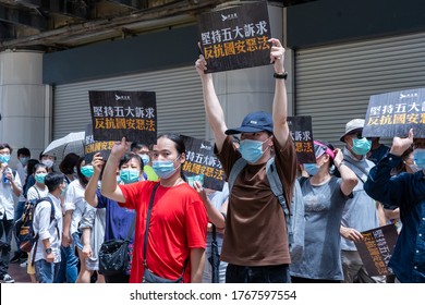 Hong Kong - 1Jul2020: Thousands Of Protesters Defied A Police Ban To March And Protest The Newly-enforced National Security Law 23 Years After Hong Kong Handover