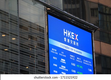 Hong Kong, 20 April 2020: Exterior Of Hong Kong Stock Exchange Market. 