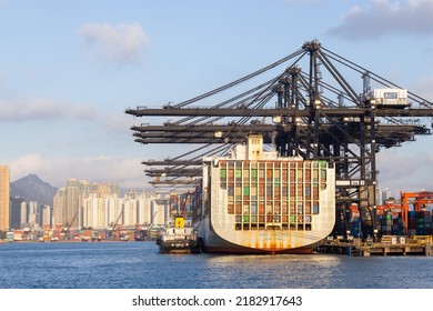 Hong Kong 20 November 2021: Hong Kong Cargo Port Harbor