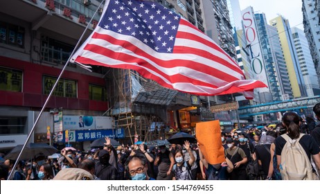 Hong Kong - 29Sep2019: Global Anti-authoritarianism, Totalitarianism And Anti-Chinazi Rally In Hong Kong Island, Fight For True Democracy And Freedom, Fight For Freedom, Stand With Hong Kong