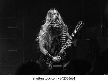 HONG KONG - April 12, 2017: American Rock/heavy Metal Supergroup Generation Axe, Guitarist Zakk Wylde Performed On Stage