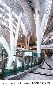 Hong Kong - April 13 2019: Hong Kong West Kowloon Railway Station Interiors