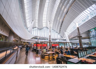 Hong Kong - April 13 2019: Hong Kong West Kowloon Railway Station Interiors