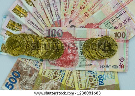 Hong Kong Banknote Gold Bitcoin Money Stock Photo Edit Now - 