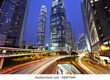 Hong Kong Business District At Night