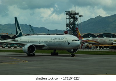 Hong Kong China- 2 June 2020; American Airline, Cathay Pacific And Other Airlines On The Ramp At The Hong Kong Airport Amid The COVID-19 Recovery.