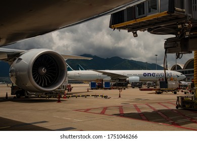 Hong Kong China- 2 June 2020; American Airline, Cathay Pacific And Other Airlines On The Ramp At The Hong Kong Airport Amid The COVID-19 Recovery.