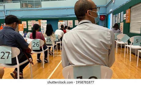 Hong Kong, China - 20 April 2021: Covid  Vaccination Centre