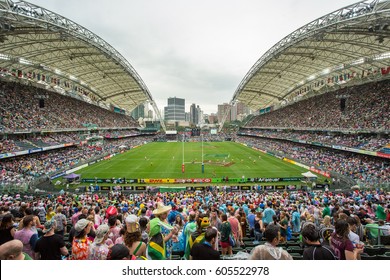 Hong Kong, China - April 10, 2016: A General View Of Stadium During The 2016 Hong Kong Sevens At Hong Kong Stadium.