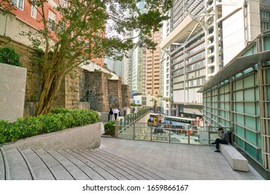 HONG KONG, CHINA - CIRCA JANUARY, 2019: View Of HSBC Main Building At Daytime.