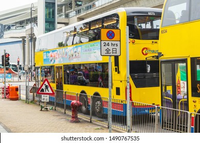 HONG KONG- CHINA ;FEBRUARY 22, 2019: The traffic road and building at down town of hong kong in rush hour in morning time.