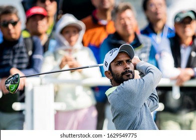 HONG KONG, CHINA - JANUARY 12, 2020: Rashid Khan Of India Tees Off During The Final Round Of The Hong Kong Open At The Hong Kong Golf Club